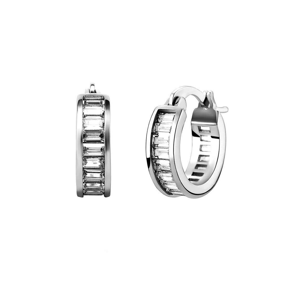 Baguette Hoop Stud Earring