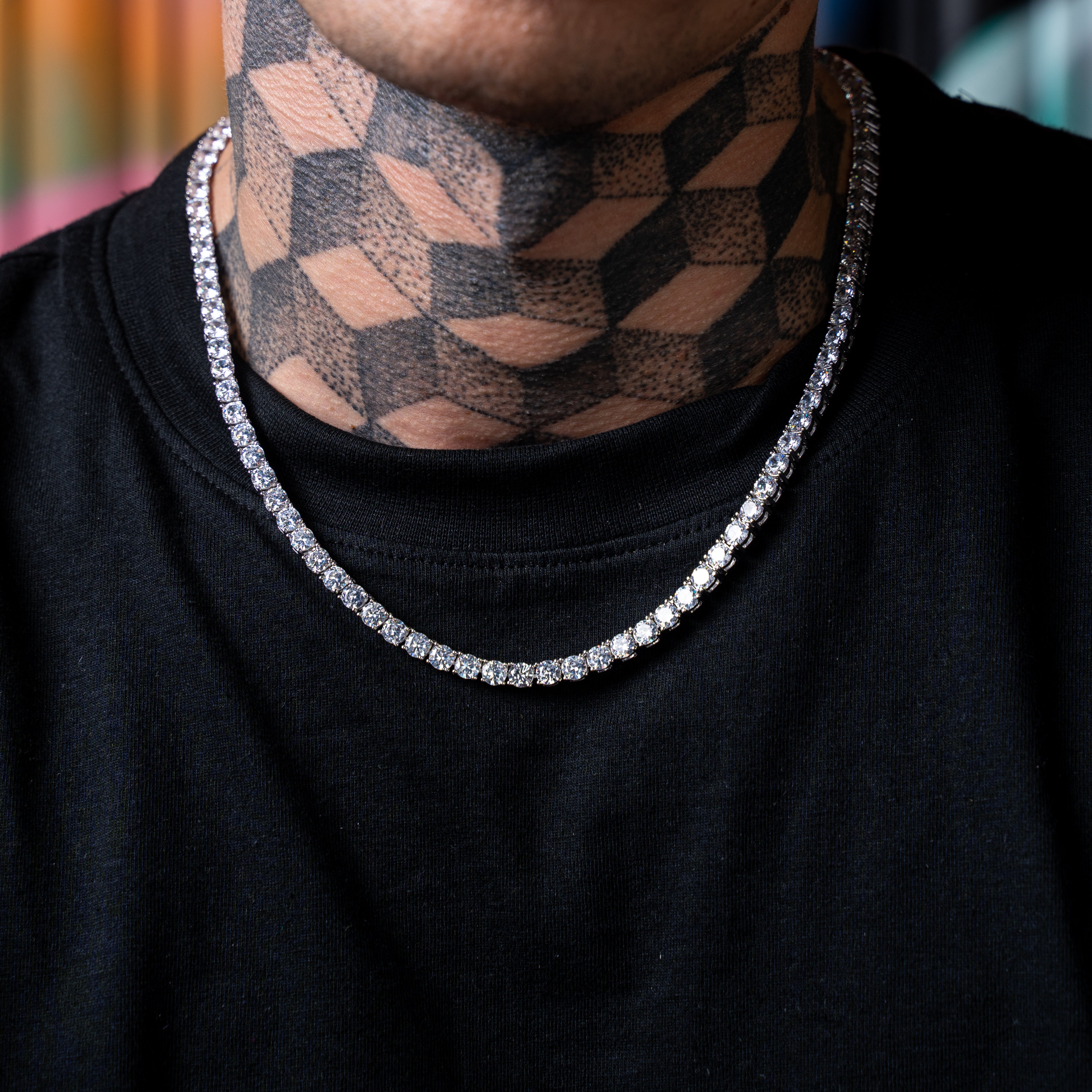 Round Cut Tennis Chain in White Gold 5mm - Main Image