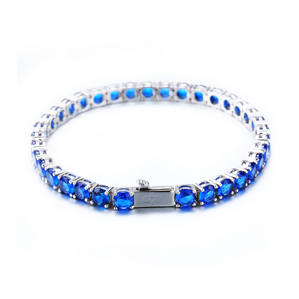 Tennis Bracelet With Cobalt Stone In White Gold - 5mm