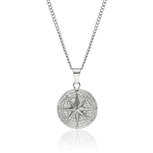 Compass Pendant With Curb Chain