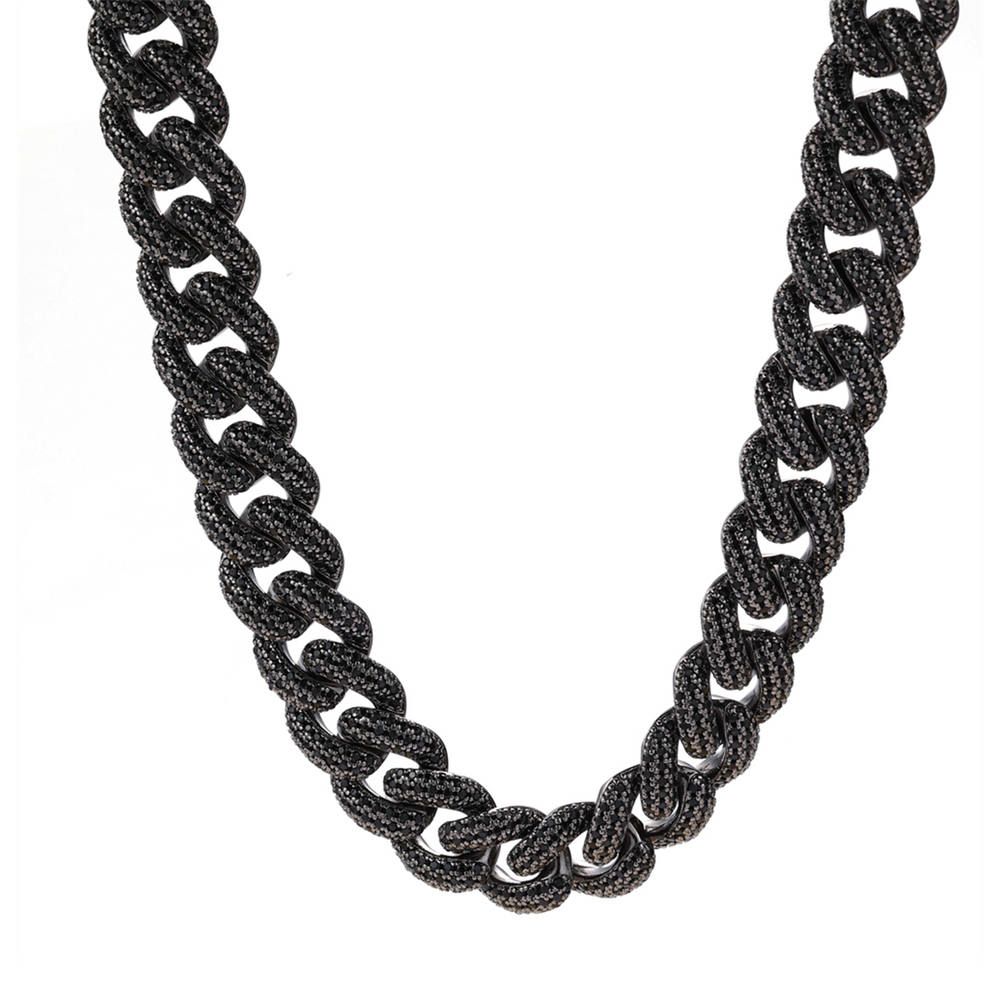 Iced Cuban Link Chain in Black - 10mm