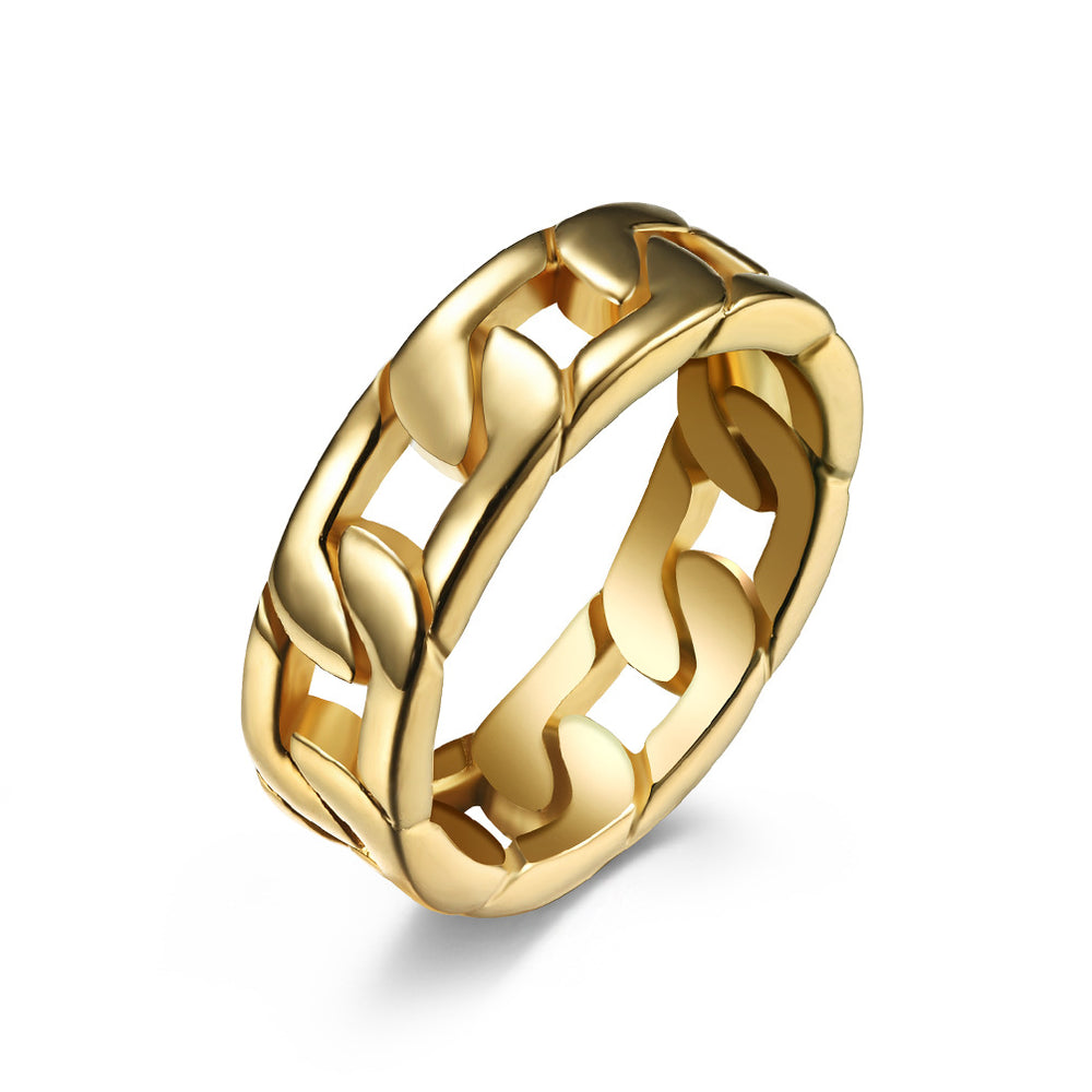 Cuban Band Ring in Yellow Gold