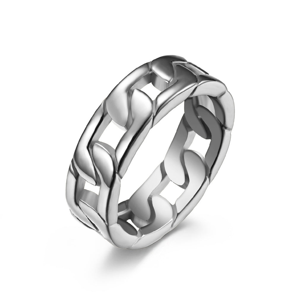Cuban Band Ring in White Gold