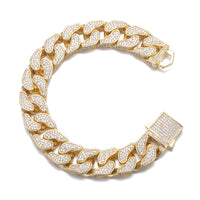 Pave Cuban Bracelet in Yellow Gold - 14mm