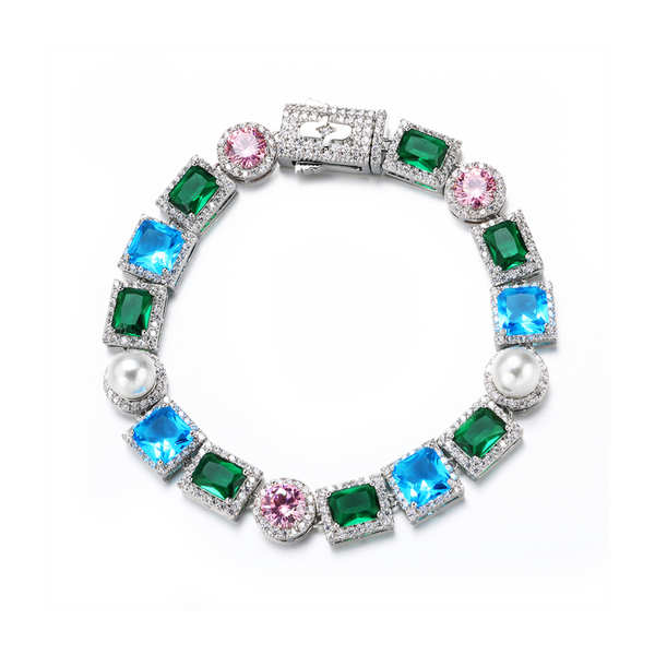 Allway Bezel & Pearl Bracelet In White Gold