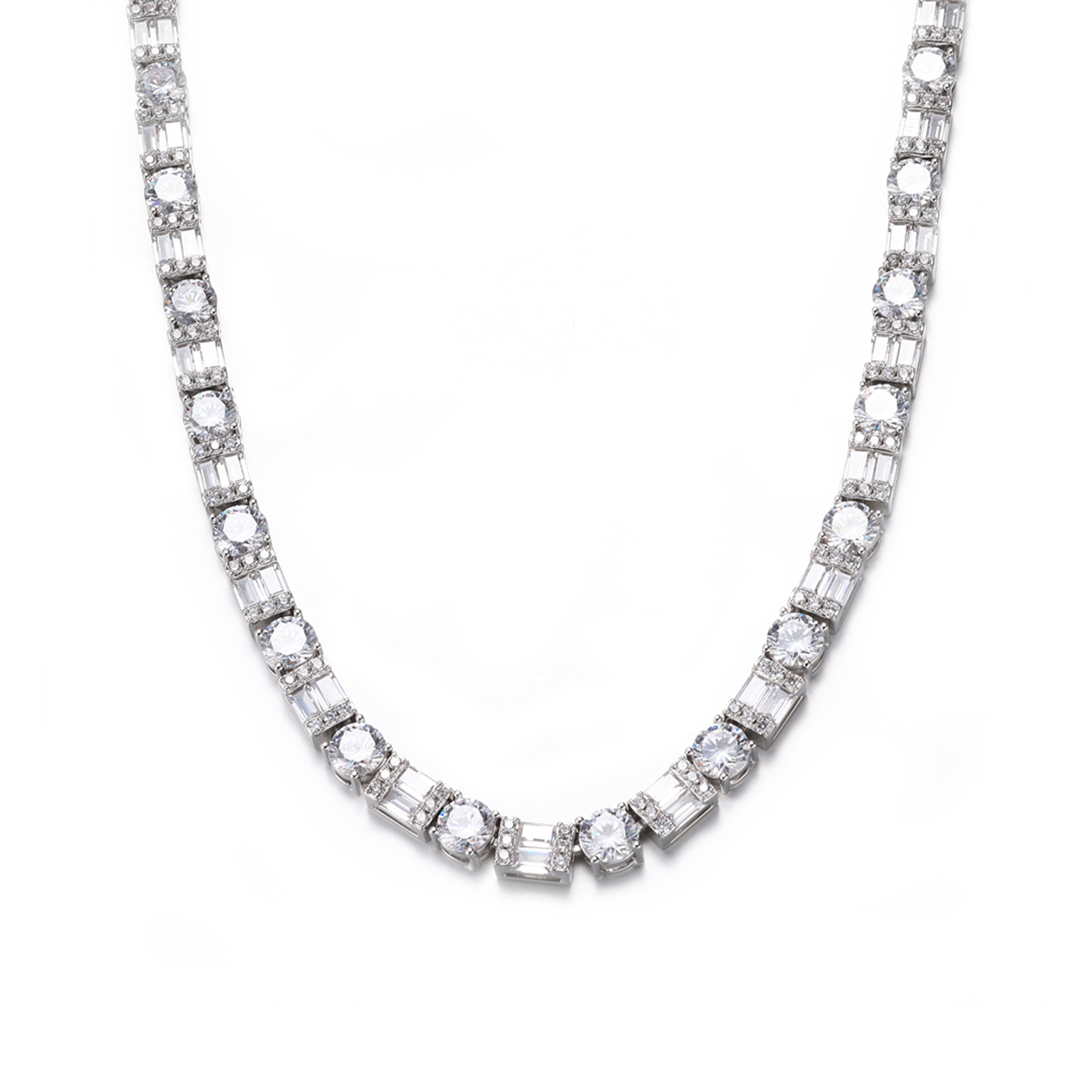 Round & Rectangle Mix Chain In White Gold – Drip Project