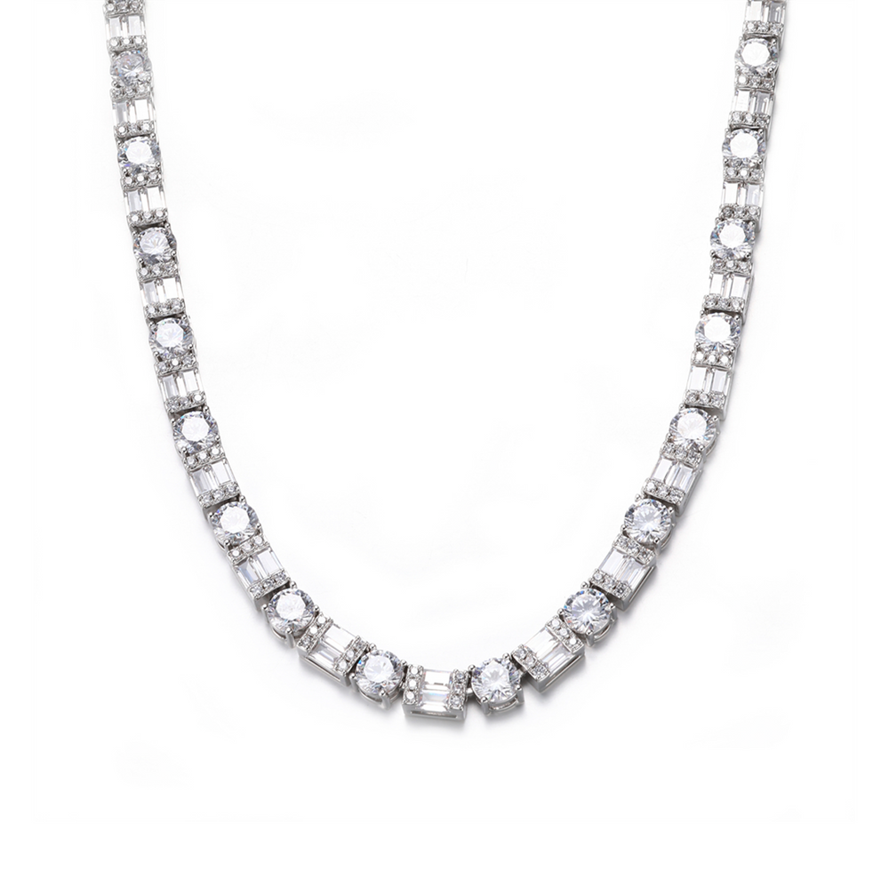 Round & Rectangle Mix Chain In White Gold