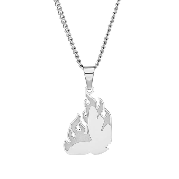 Butterfly Fire Pendant with Curb chain
