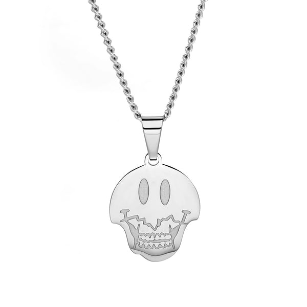 Dead Smiley Pendant with Curb Chain