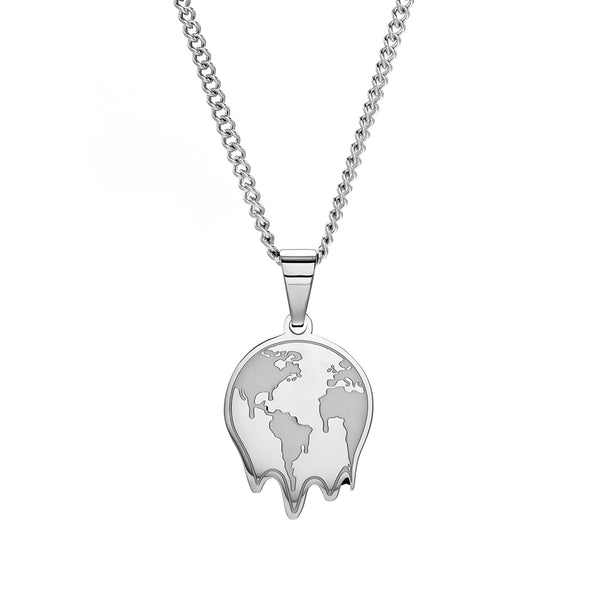Melting World Pendant with Curb Chain