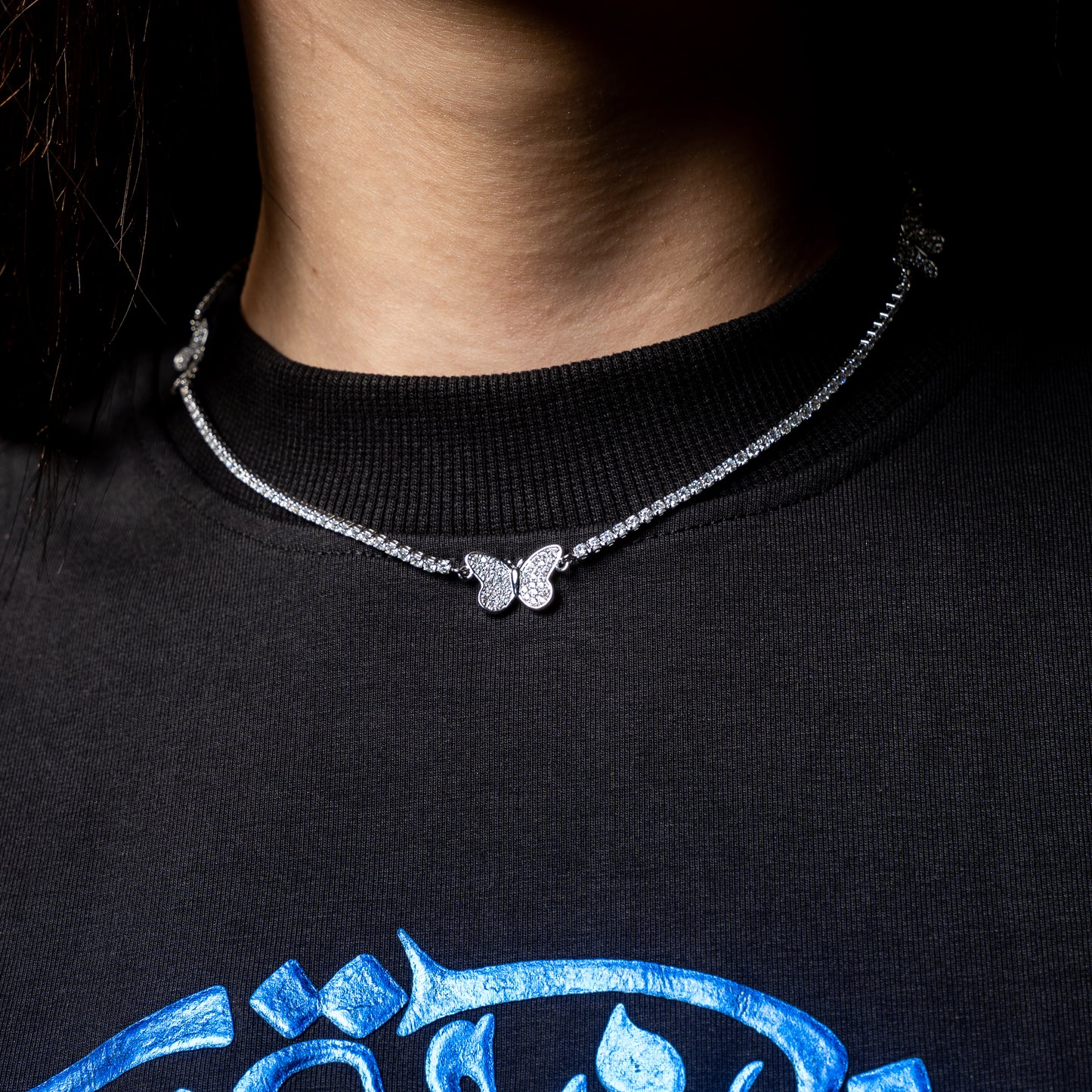Micro Butterfly Chain in White Gold