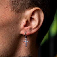 Diamond Cross Hoop Earring