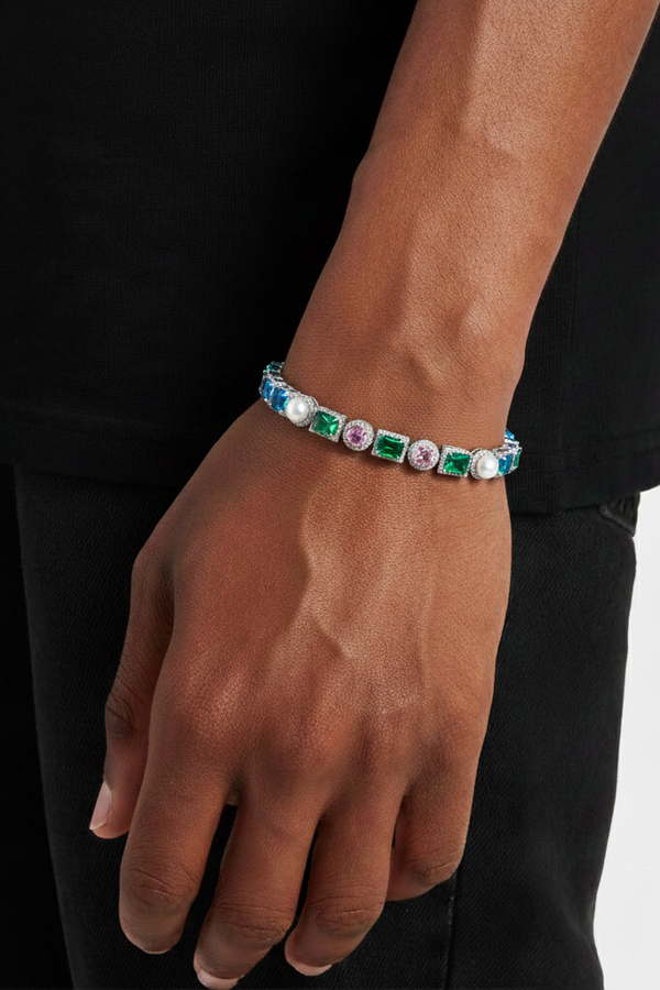 Allway Bezel & Pearl Bracelet In White Gold