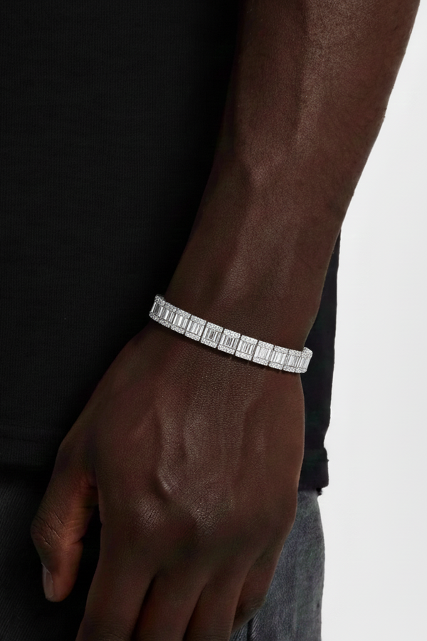 Baguette Tennis Bracelet in White Gold - 10mm