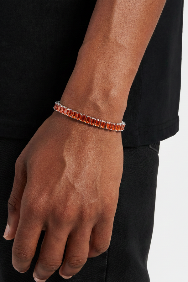 Sunset Ombre Tennis Baguette Bracelet in White Gold - 6mm