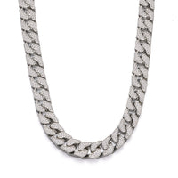 Pave Cuban Chain in White Gold - 14mm
