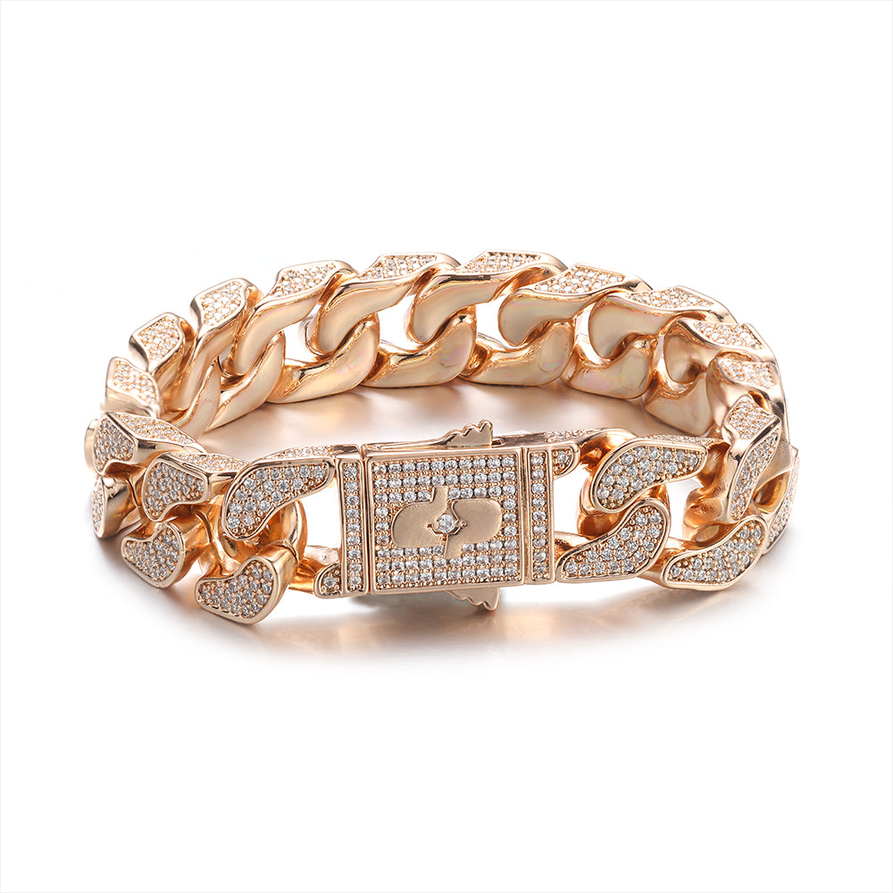 Fashion 2 Pcs Set Hand Chain Bracelet Diamond Iced Out Cuban Curb Gold +  Silver | Jumia Nigeria