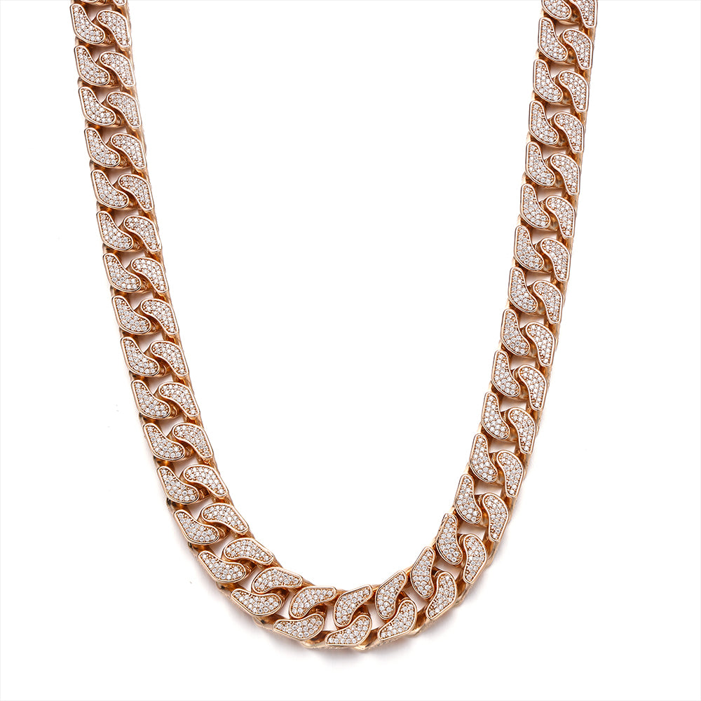 Pave Cuban Chain in Rose Gold - 14mm