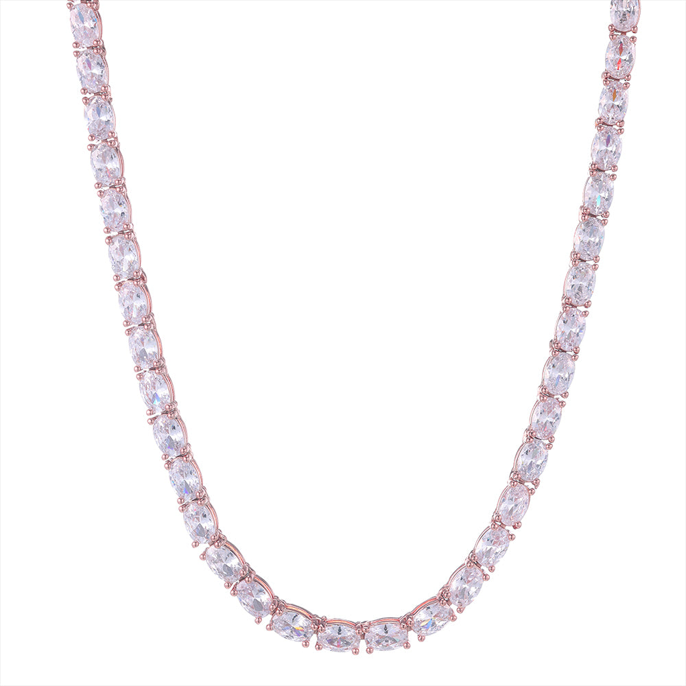 Oval Cut Tennis Chain in Rose Gold - 4mm