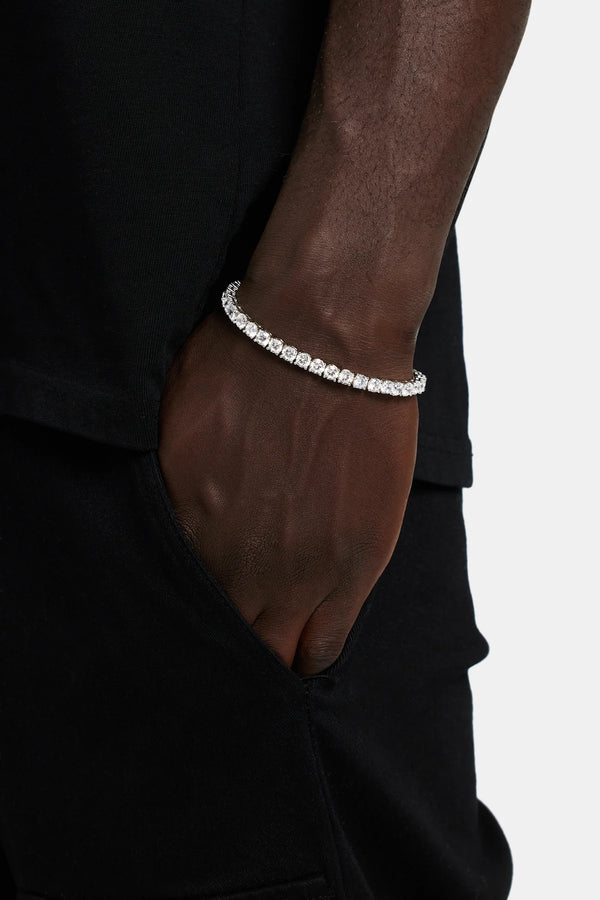 Round Cut Tennis Bracelet in White Gold - 5mm