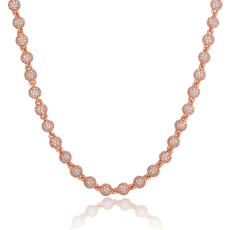Iced Ball Chain in Rose Gold - 6mm