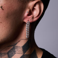 Prong Cuban Stud Earring in White Gold