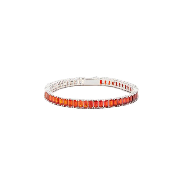 Sunset Ombre Tennis Baguette Bracelet in White Gold - 6mm