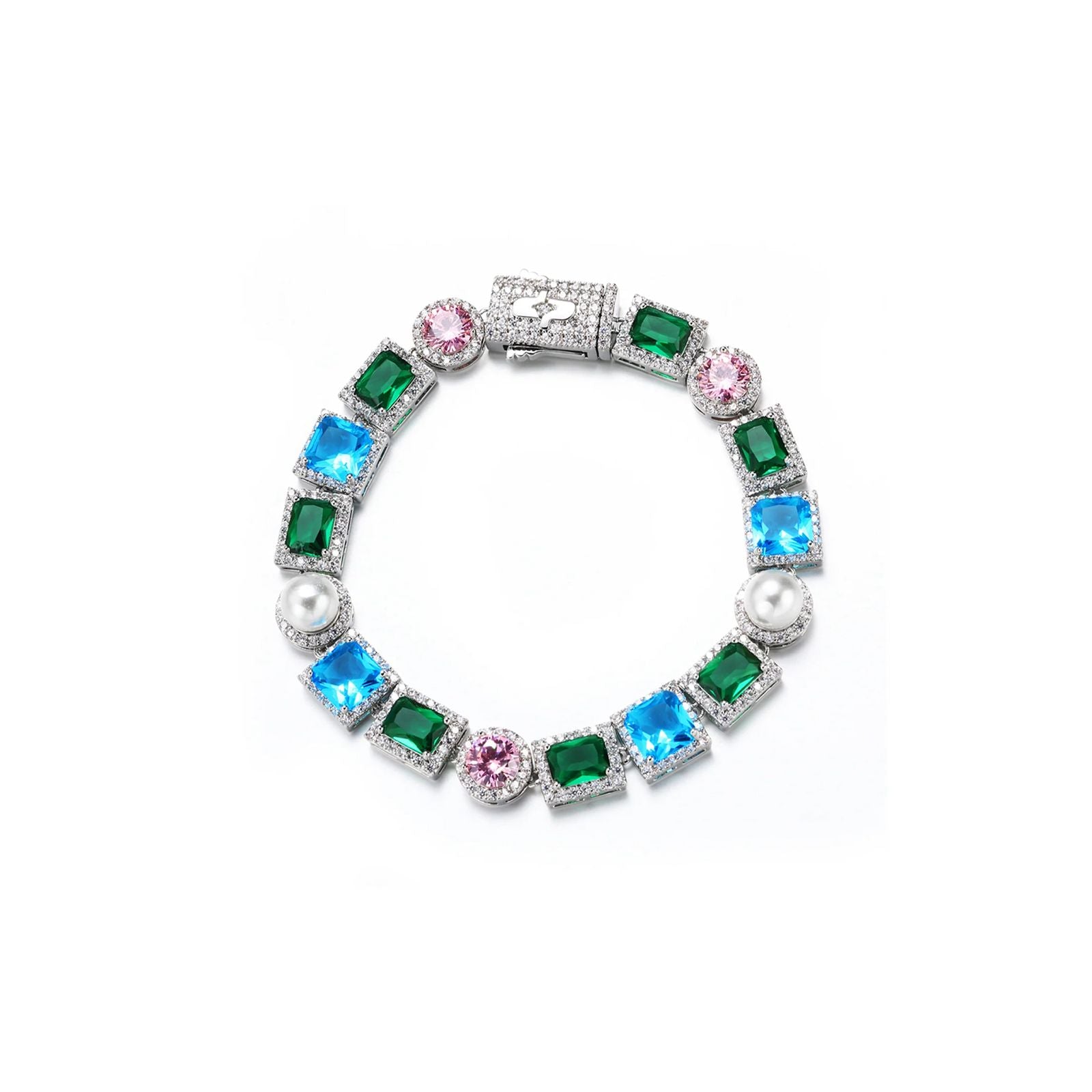 Allway Bezel & Pearl Bracelet In White Gold