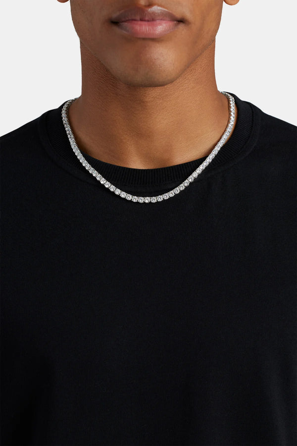 Round Cut Tennis Chain in White Gold - 5mm