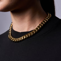 Miami Cuban Link Chain in Yellow Gold- 12mm