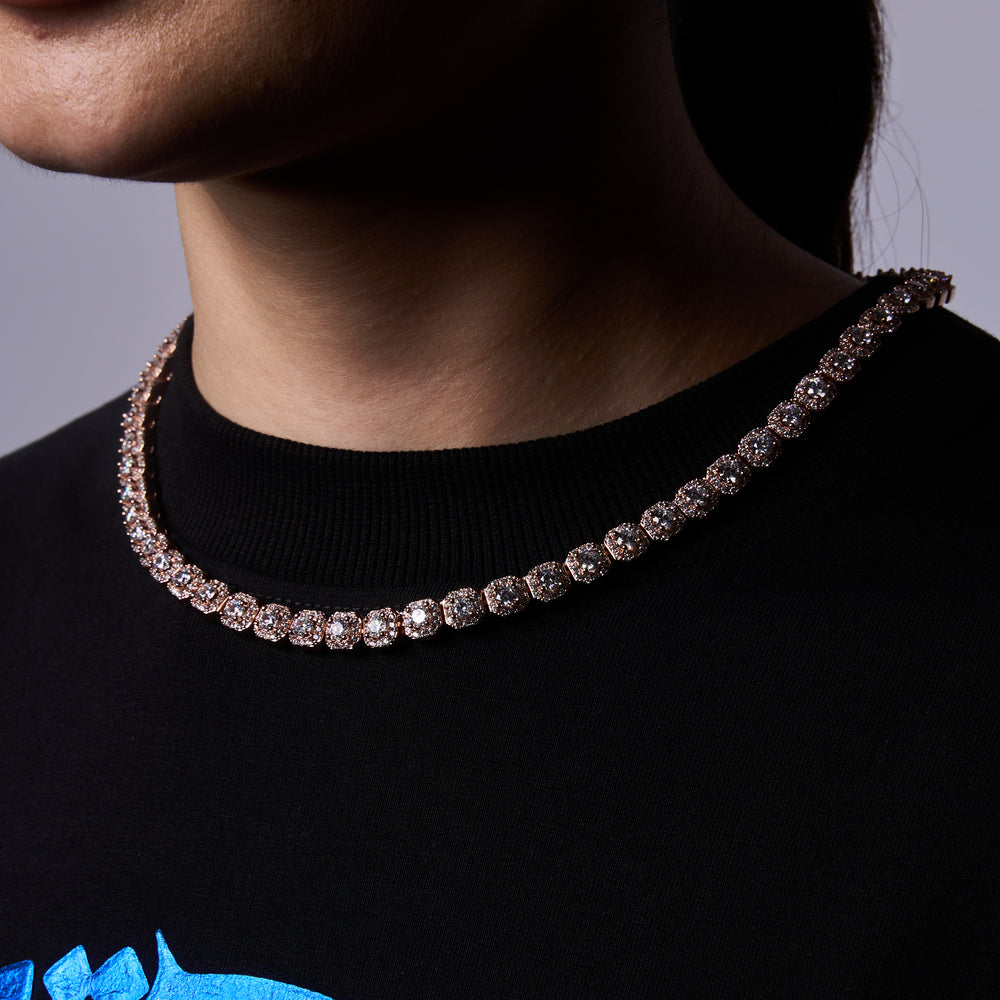 Micro Clustered Tennis Chain in Rose Gold - 8mm