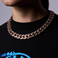 Pave Cuban Chain in Rose Gold - 14mm