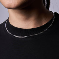 Micro Cuban Chain in White Gold- 3mm