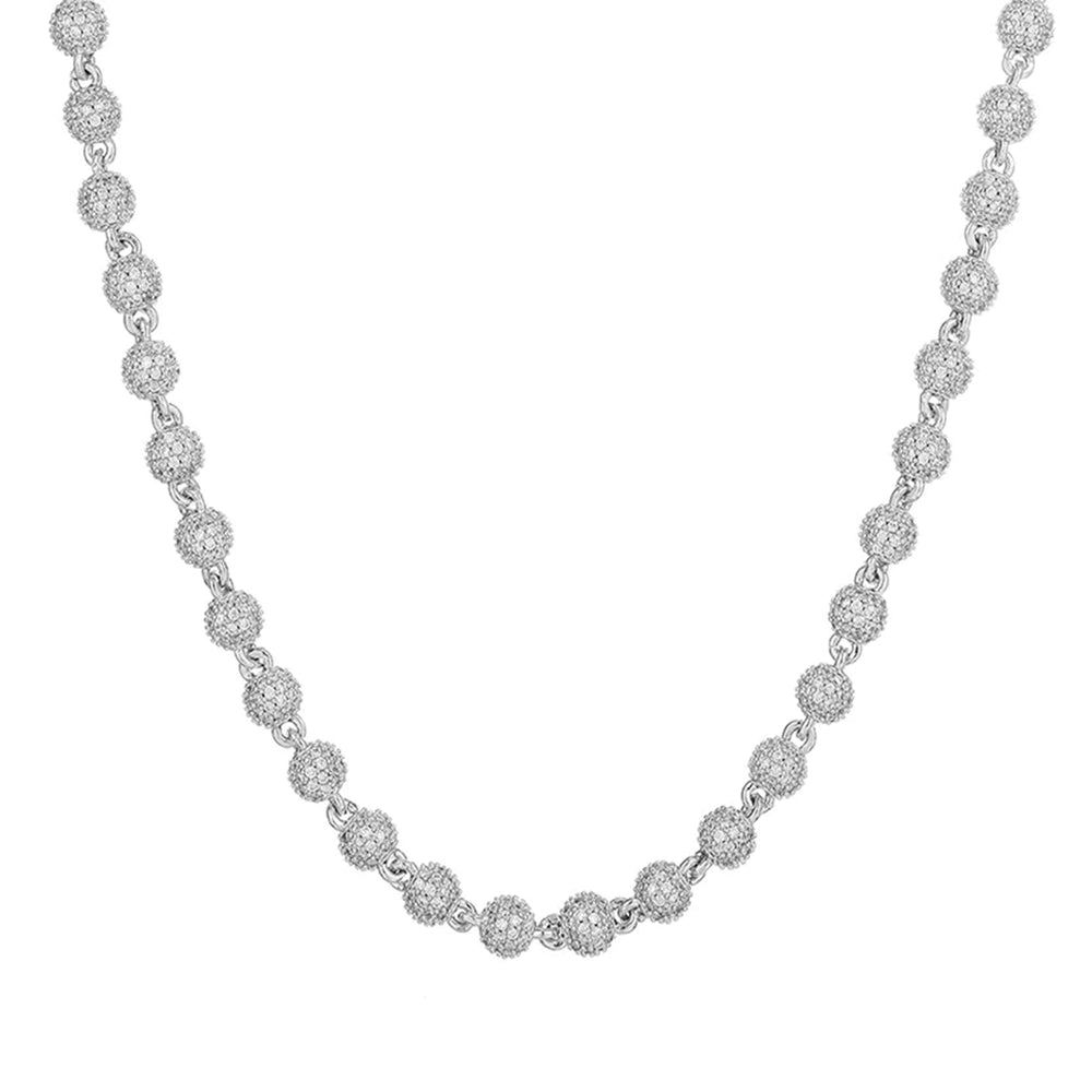 Iced Ball Chain in White Gold - 6mm