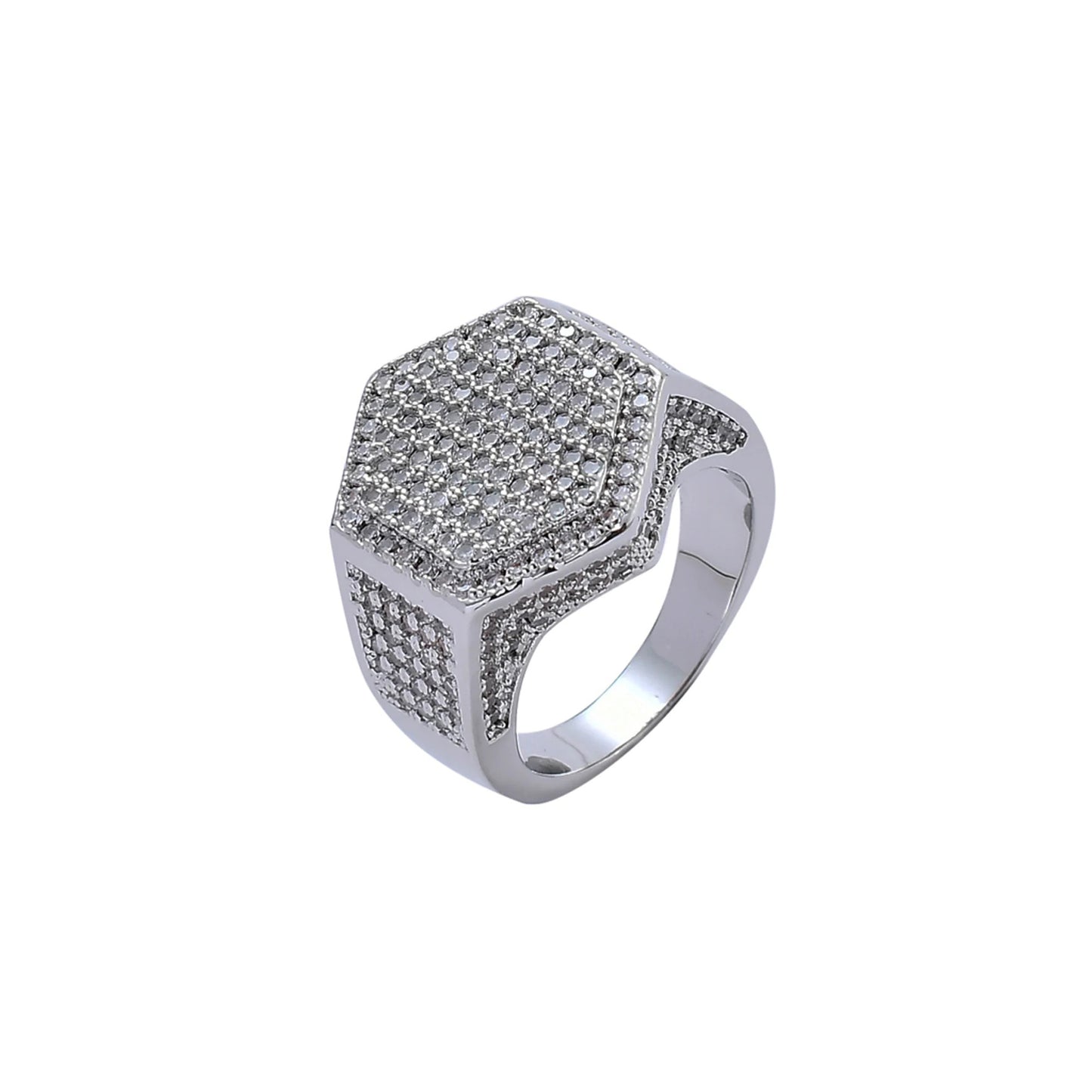 Diamond Hexagon Signet Ring