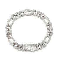 Icy Figaro Bracelet in White Gold - 10mm