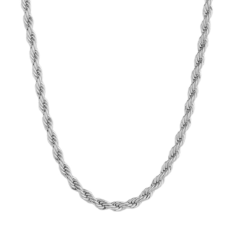 Flat Square Wheat Link Foxtail Chain Necklace Men Women Stainless Steel 20