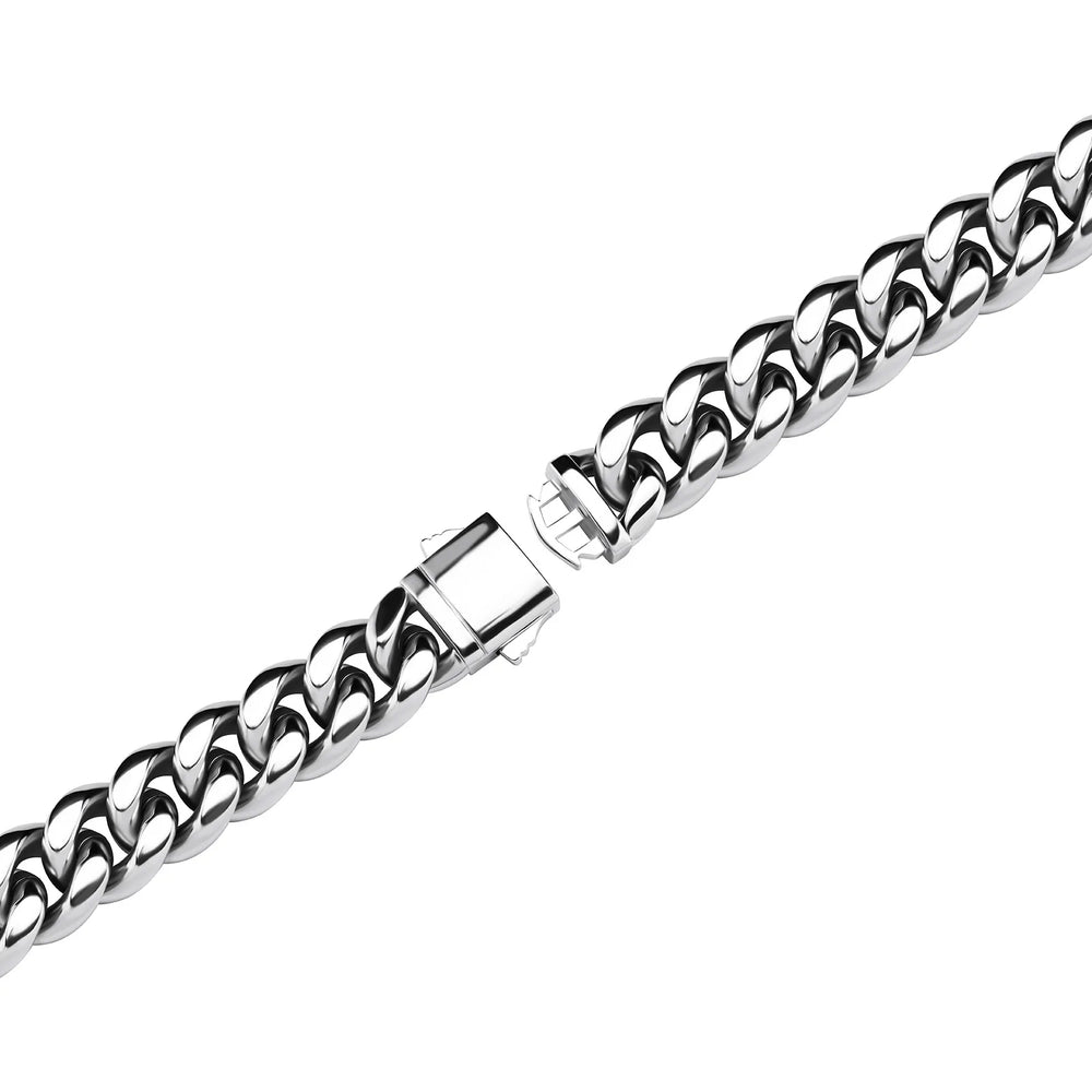 Miami Cuban Link Chain in White Gold- 12mm